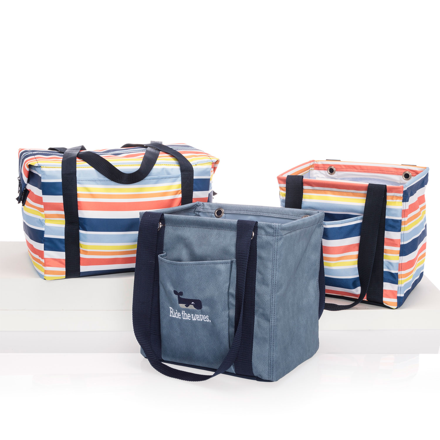 Thirty One 31 Small Utility Tote in Vista Stripe NEW In Package
