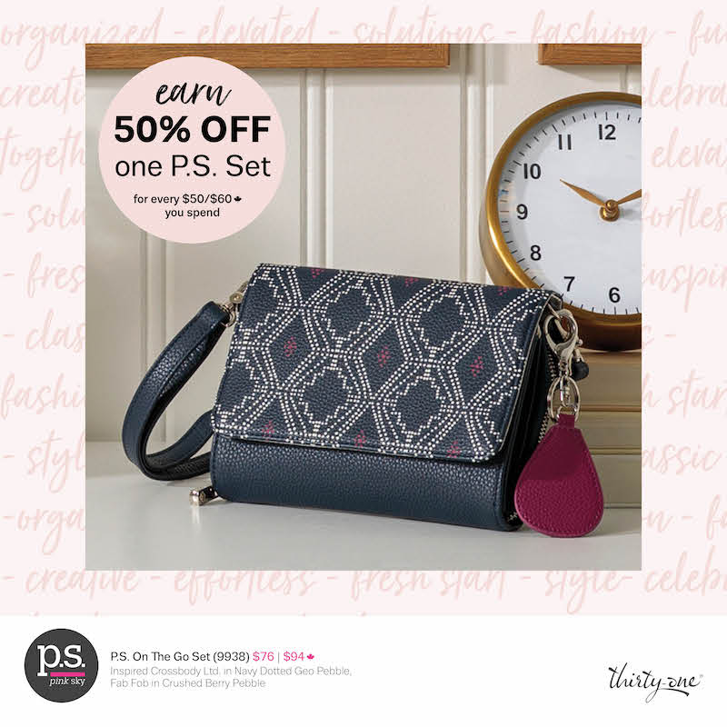 Thirty One Organizing Crossbody LTD. in Navy Dotted Geo Pebble